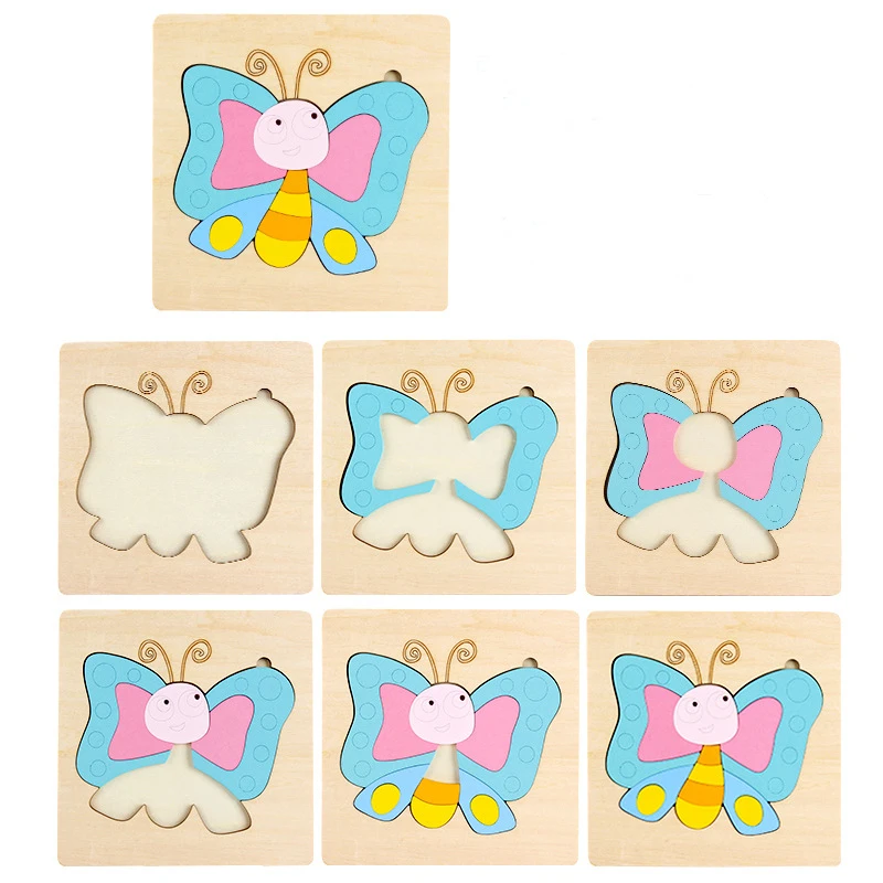 Головоломки для детей 9 штук мультфильм головоломки с животными светодиод