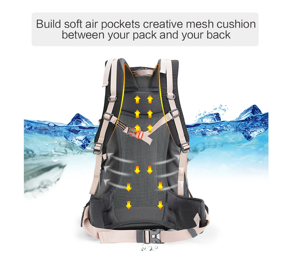 Aoking 40L большой дорожный рюкзак с отражателем и дождевиком, комфортный походный рюкзак для человека, рюкзак с регулируемой пряжкой