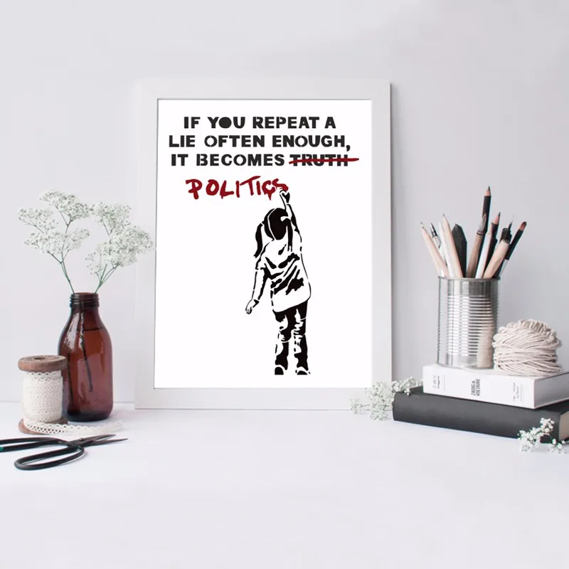 Картина на холсте политика лежит банкси Печать Граффити плакат холст искусство