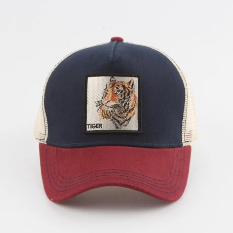 tiger navy red Новая бейсбольная Кепка с вышивкой волка, мужская и женская бейсболка в стиле хип-хоп, летняя кепка с дышащей сеткой - Цвет: tiger navy red