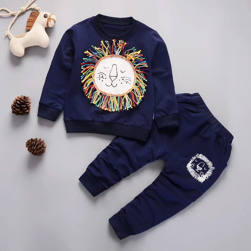 children's clothing 2PCS Baby Boy Girl Clothes Set Long Sleeve Cartoon Print T-Shirt Top+Casual Trousers Toddler Outfits |