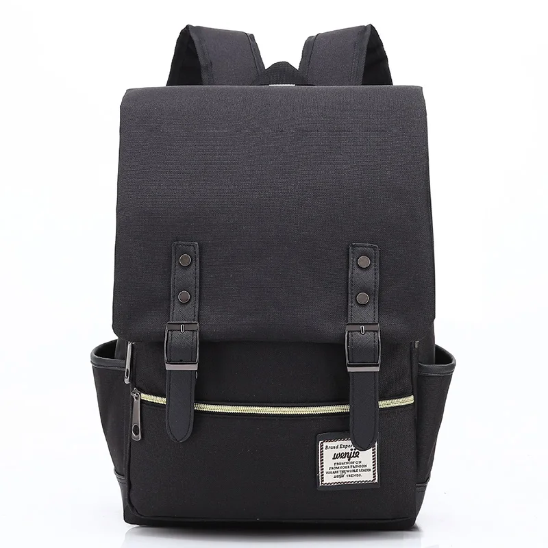 New Hot Leather Belt Anti Theft Boy Girl Student School Bag Teenagers Schoolbags Canvas Women Bagpack Men Backpack Travel Bag - Цвет: 11