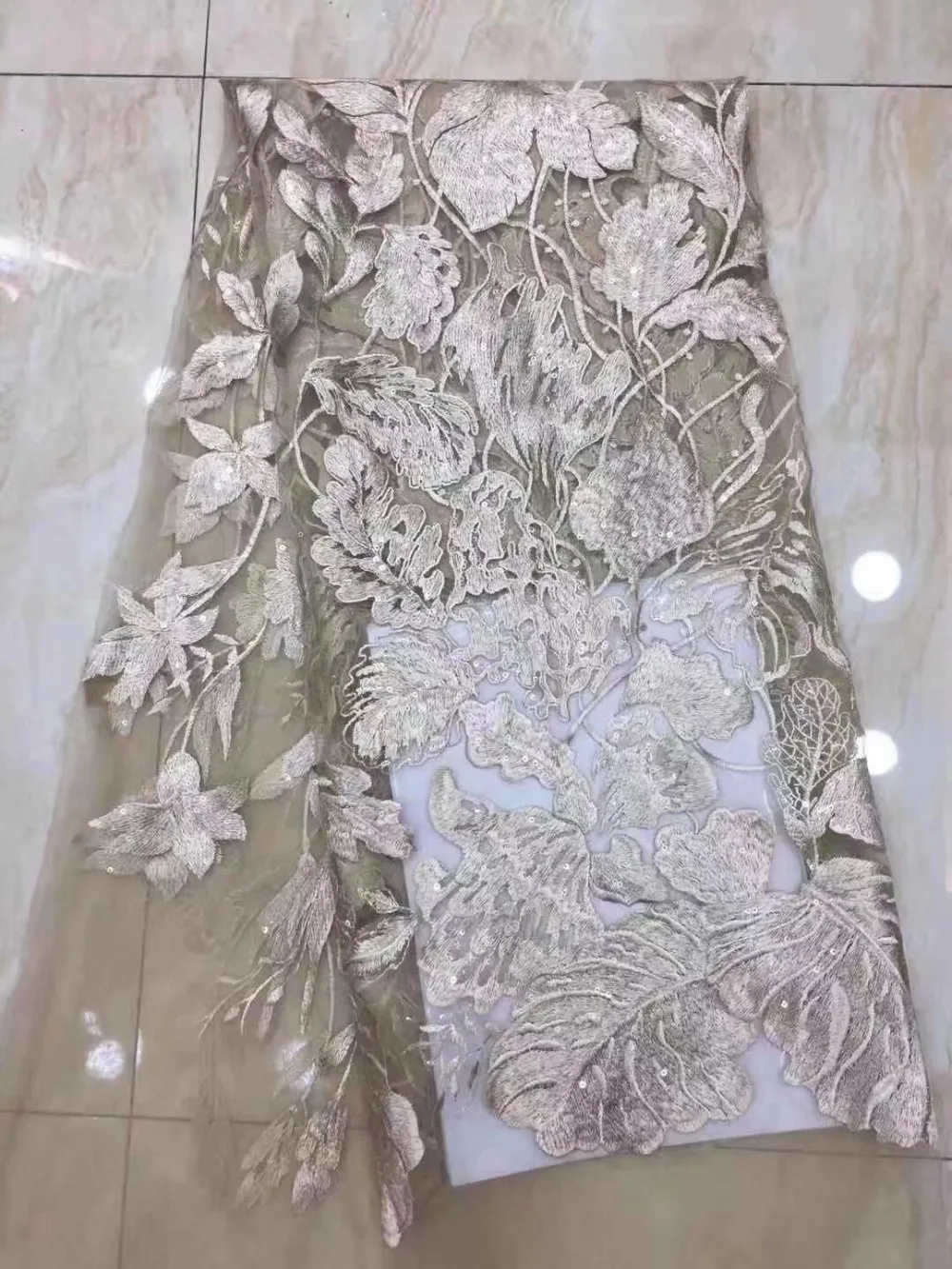 Free shipping 5 yards/set High quality French net lace with beads and sequins in green color for bridal gown!!ZDP77 | Дом и сад