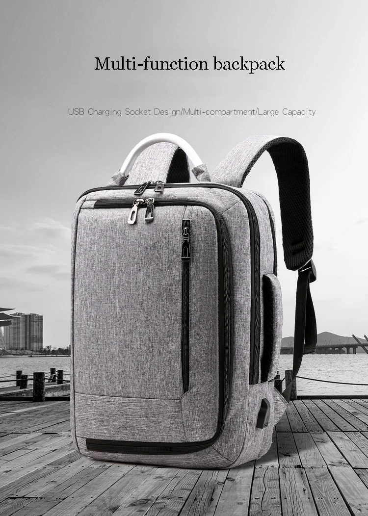 Men Backpack 15.6-inch Laptop Bag Large Capacity Multi-layer USB Charging Waterproof Business Leisure Travel Youth Backpack