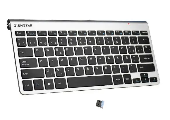 Zienstar испанский язык ультра тонкий 2,4G беспроводной Teclado для Macbook/ПК компьютера/ноутбука/Smart tv с usb-приемником - Цвет: Silver Black