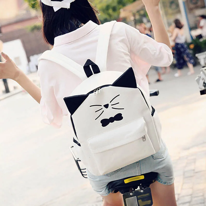 Милый женский рюкзак с кошачьими ушками для девочек школьная сумка повседневный