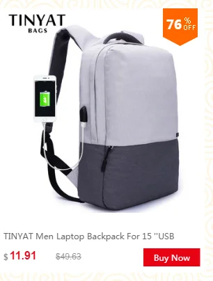 TINYAT мужской рюкзак 15,6 дюймов рюкзак для ноутбука USB зарядка Рюкзак из парусины мужской рюкзак для путешествий Mochila Школьный Рюкзак серый T811