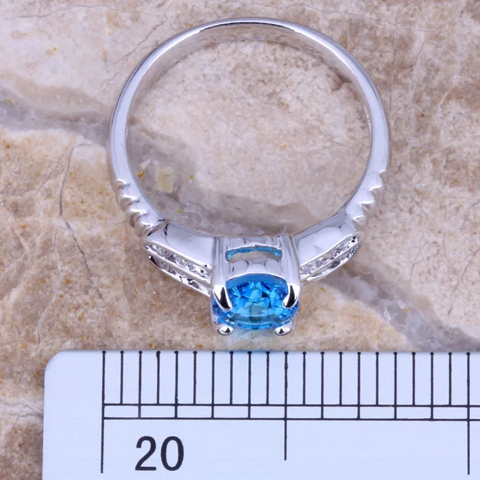 Невероятный Небесно-Голубой кубический цирконий Белый CZ посеребренное модное