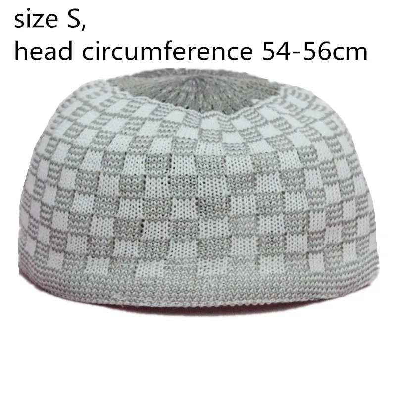 S head width 54-56cm Кепка с черепом, высокое качество, Вязанная, Исламская, Kufi, топи, мусульманская шапочка для молитвы, Турецкая, намаз, египетская, мужская, головной убор - Цвет: S head width 54-56cm