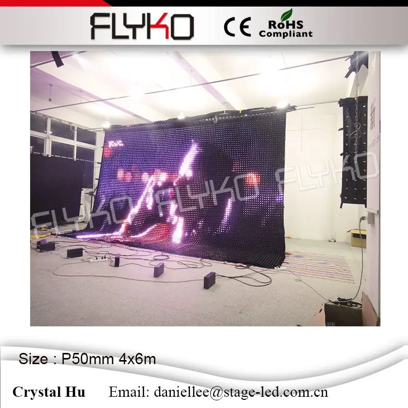 Flyko мобильный декорации диджея LED шар видео занавес в 2016 P50mm 4x6m | Освещение