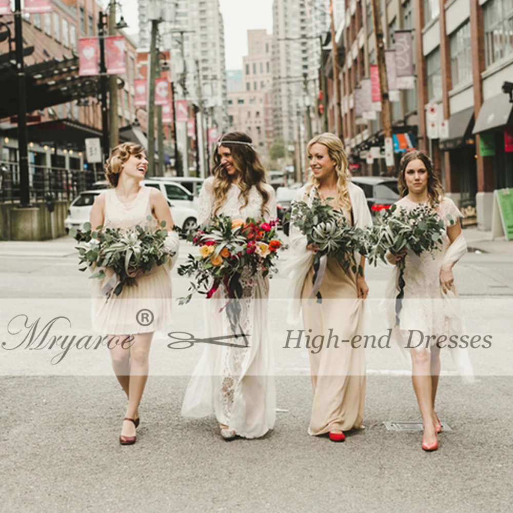 Mryarce эксклюзивный кружево Boho вдохновение свадебное платье с длинным рукавом открытой спиной Свадебные платья