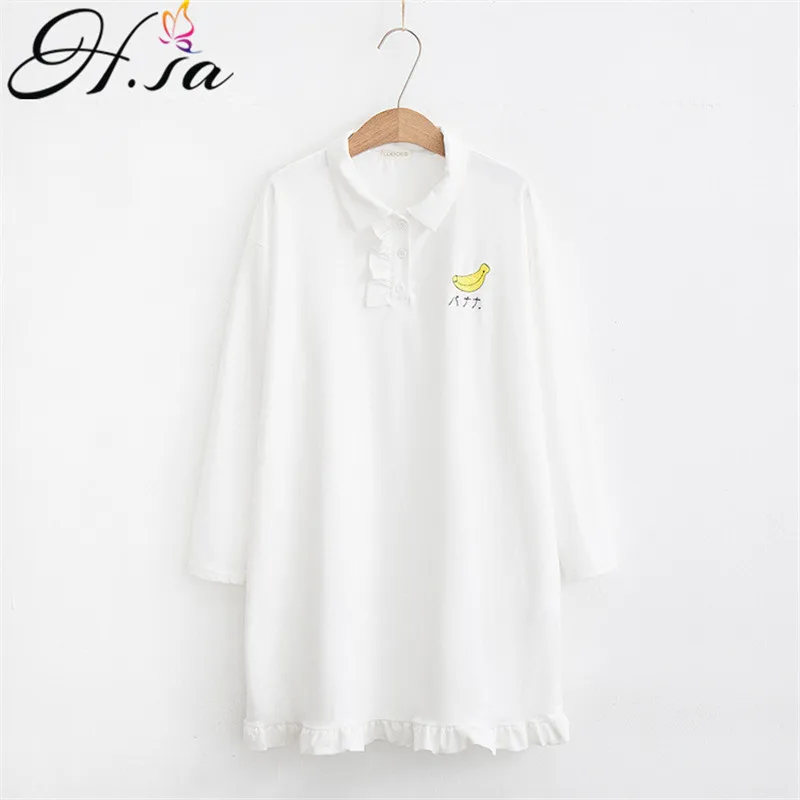 Женское платье с оборками H.SA повседневное Хлопковое оверсайз длинными рукавами