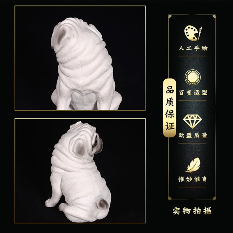 

New Arrivals 12CM White Pug Dog Models Action Figure Kids Educational Toy Gift Collection Ornaments Brinquedos