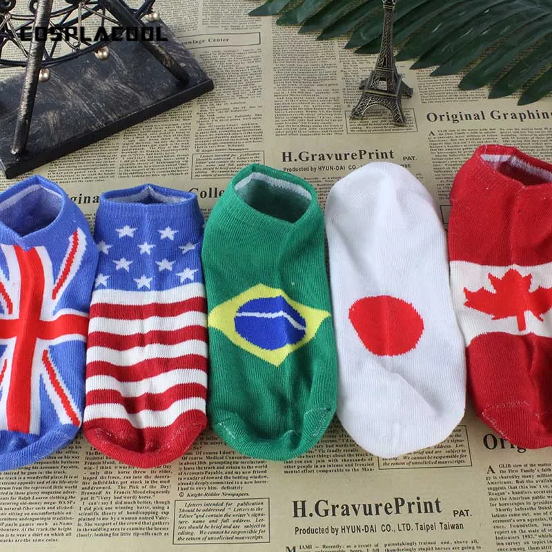 Носки [COSPLACOOL] мужские хлопковые с абстрактным рисунком 10 стран и государственным