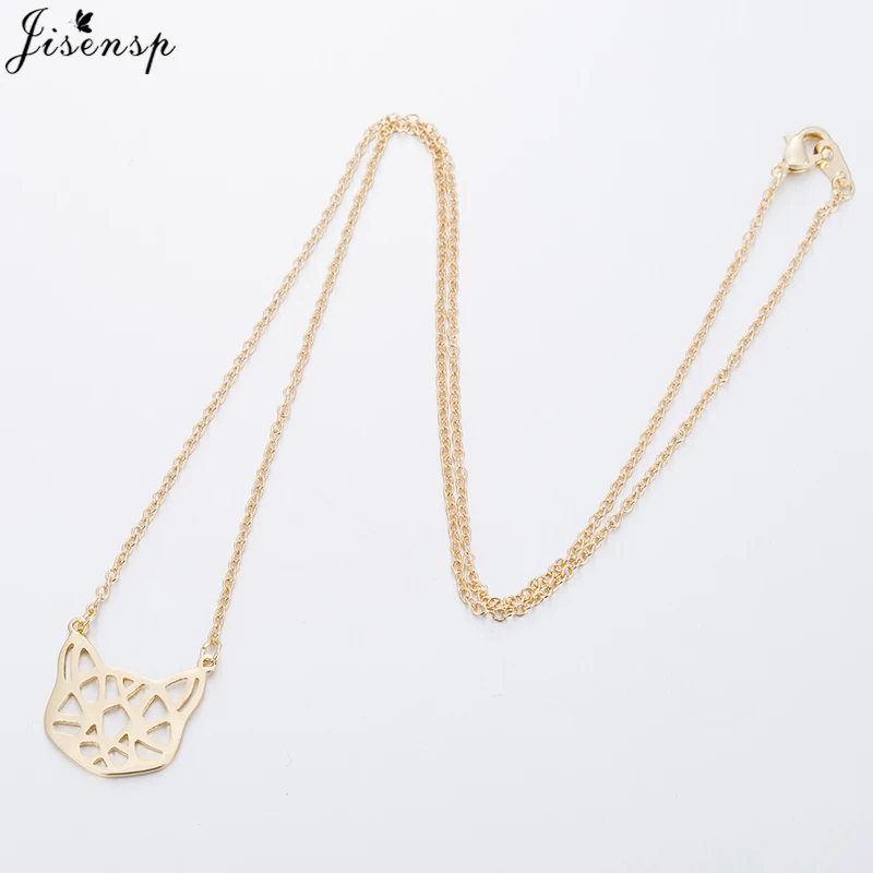 Jisensp Simple Design Origami Cat Pendant Necklace Hollow Kitty Choker Necklaces Animal Jewelry Women Girls Birthday Gift | Украшения и