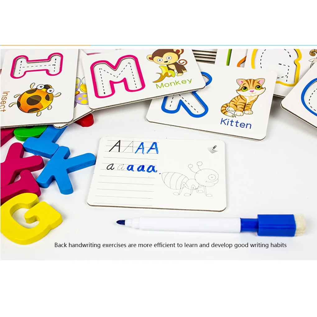 Kids Alphabet Letter Learning Cards Set 26 English Letters Spelling Card Baby Preschool Early Word Cognitive Toys | Игрушки и хобби