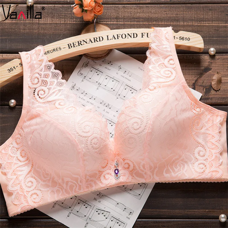 Ванильный пикантные Push Up Bra провода Бесплатная кружевные бюстгальтеры для Для