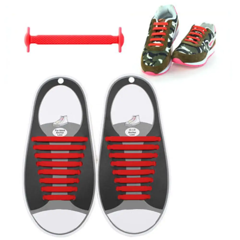 Lazy Elastic Silicone Lace No Tying Shoe Laces Running Tennis Shoes Hot Ropes Shoes Accessories For Men Women - Цвет: E