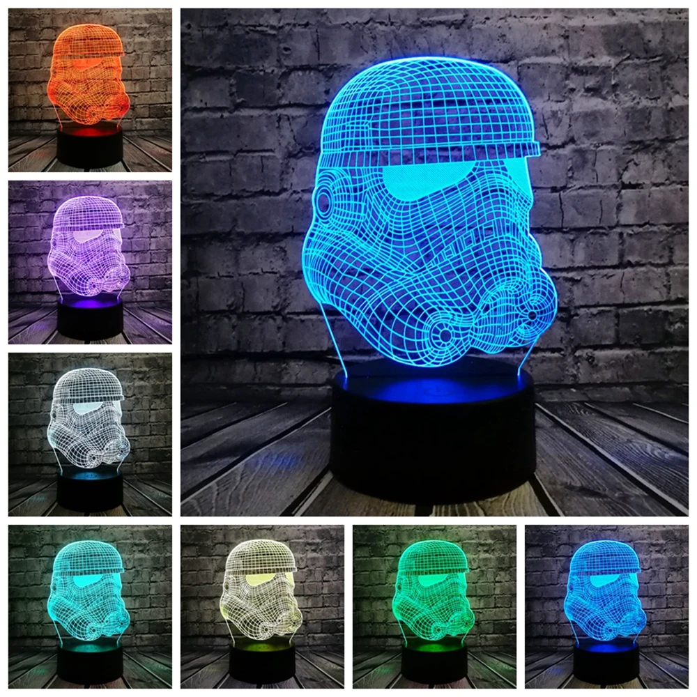 3D Ночник светильник RC Звездные войны Clone force Дарт белый Вейдер Рыцарь Воин фигурка