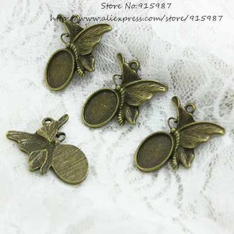 Sweet Bell 30 шт./лот модная винтажная бронзовая Бабочка овальная оправа 23*30 мм