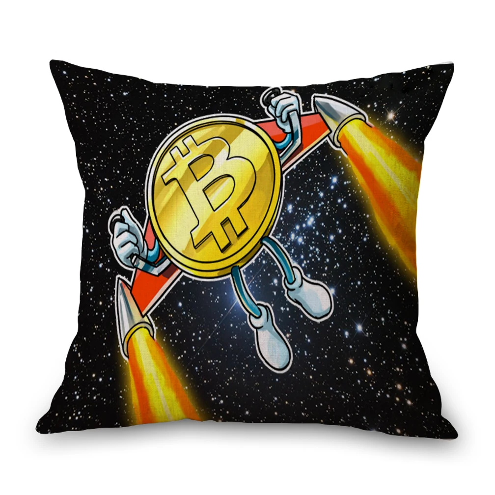 Цифровая наволочка для шеи Биткоин льняная дорожная подушка кровати диванная