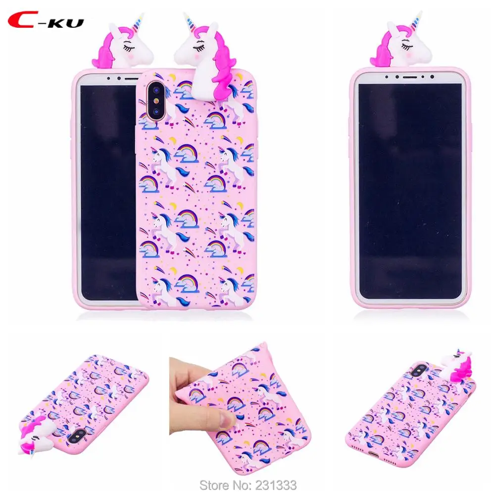 Мягкий чехол из ТПУ C ku с 3D рисунком для Iphone X 8 I8 7 PLUS I7 6 6S 5 SE 5S IphoneX Единорог панда