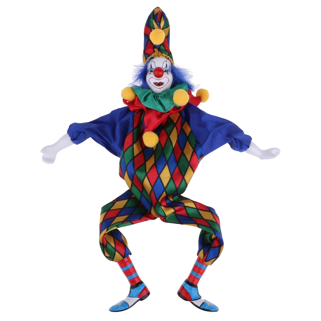 

41cm Funny Clown Man Doll Wearing Blue Clothes Halloween Ornament Gift Kids Toys