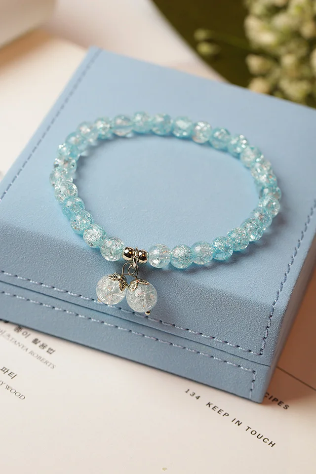 YoYoRan fashion jewelry color crystal beaded elastic strand bracelet woman blue pink yellow bead charm for girl | Украшения и