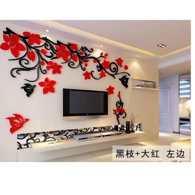 3D с украшением в виде кристаллов дерево наклейки на стену акриловые за диваном