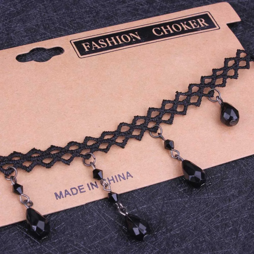 Модное черное кружевное ожерелье-Чокер ожерелья готические панк для женщин