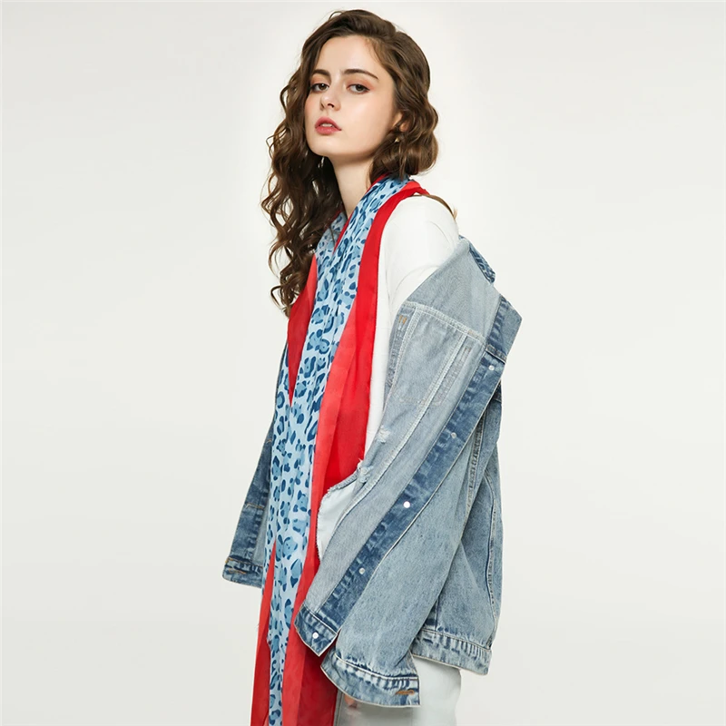 Luxury Brand Green Red Stripe Oblong Wrap Shawl Female Sexy Leopard Print Cotton Scarves Brown Colleye Neckchief Bandana YG785 |