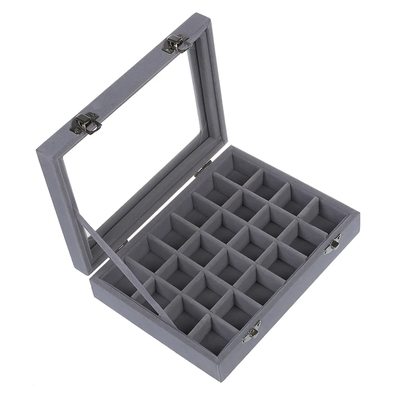24 Сетки дисплей коробка хранения ювелирных изделий стекло браслет часы подушка