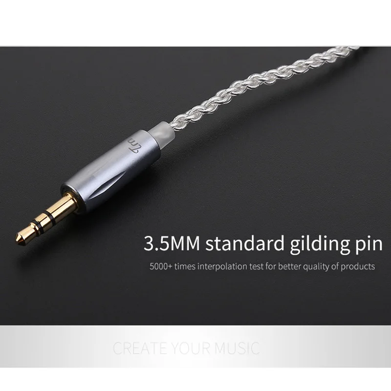 0 75 мм 2 Pin серебряное покрытие обновленный кабель для наушников сменный провод