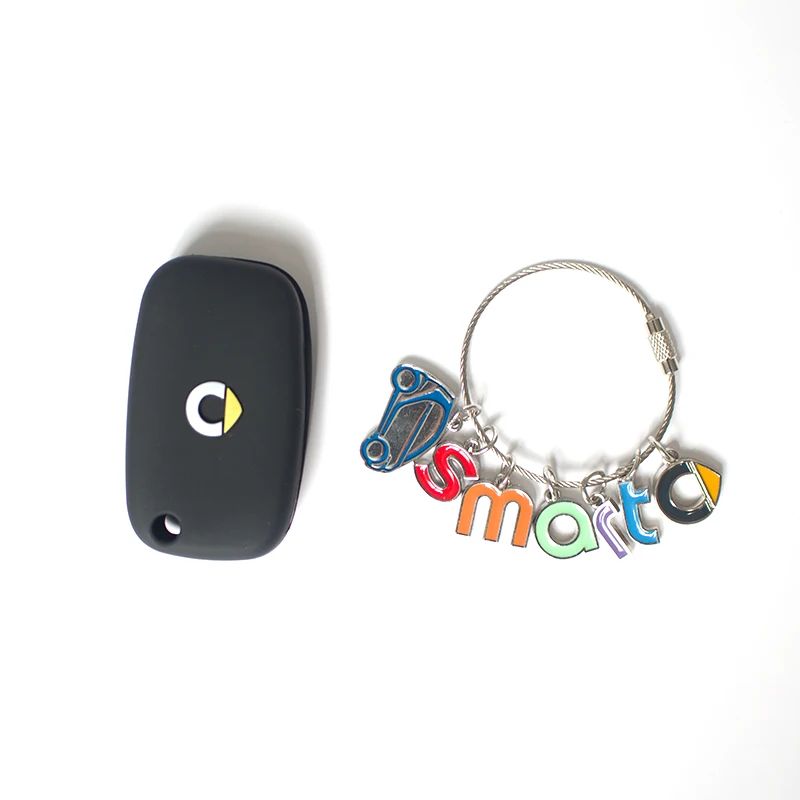 Black-smart Car Key Bag Silicone protection Case For New Smart 453 Fortwo Forfour Keychain Button Key Remote Cover Styling Accessories - Название цвета: Black-smart