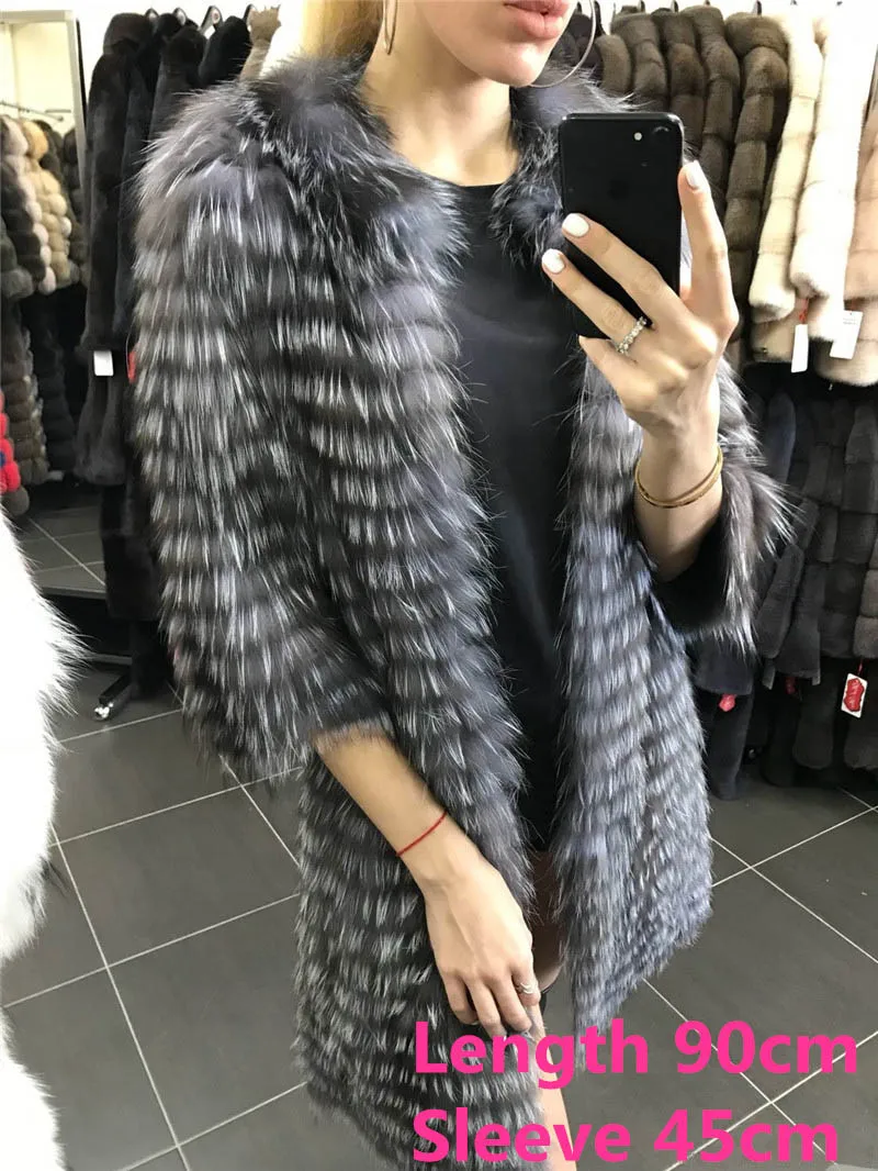 style 3 Из натурального меха серебристой лисы пальто для Для женщин ботильоны из натуральной кожи с подкладкой из лисьего меха женская куртка с длинным рукавом и полосками с мехом для маленьких девочек; пальто для девочек; роскошный FC-141 - Цвет: style 3