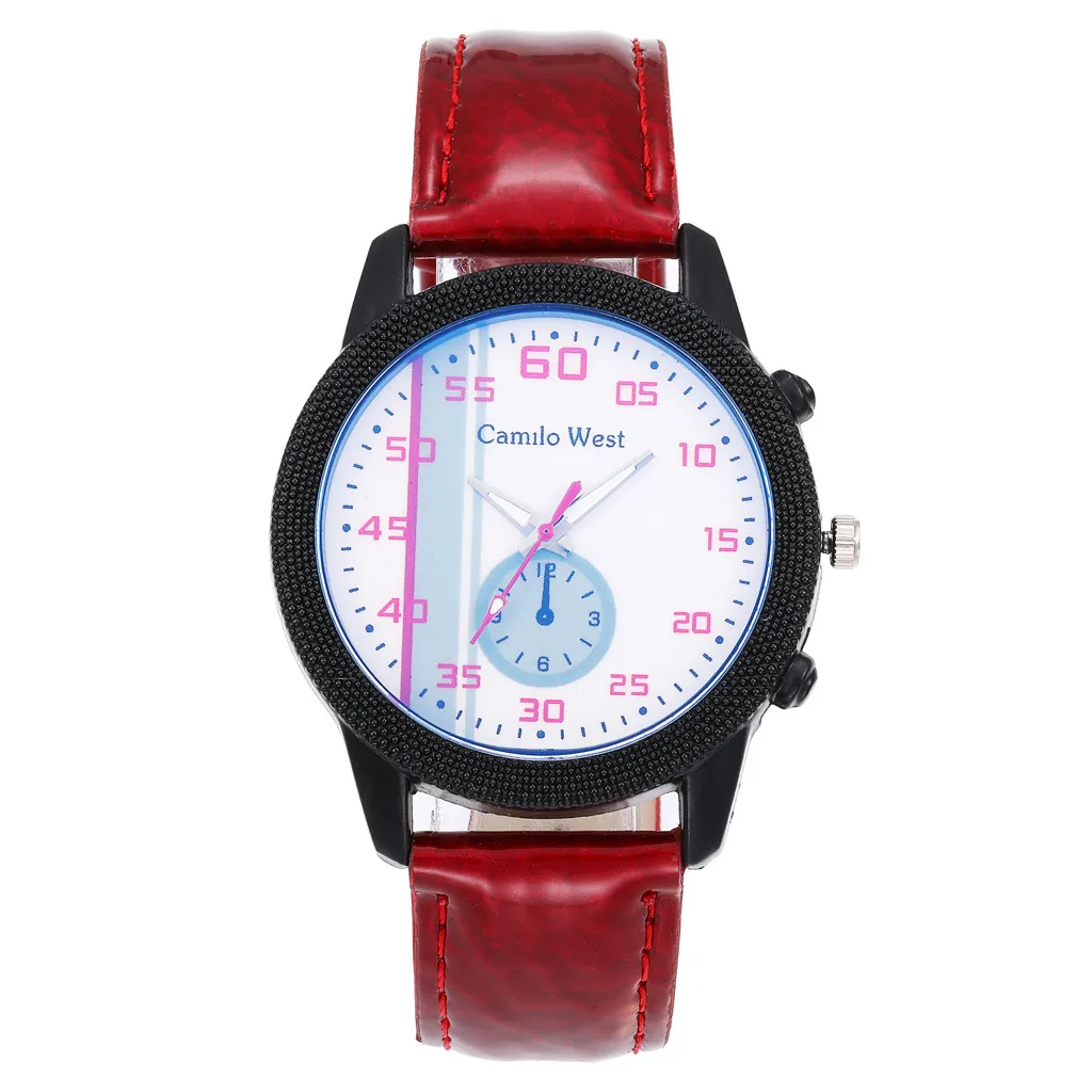 Женские часы с кожаным ремешком кварцевые синим стеклянным циферблатом