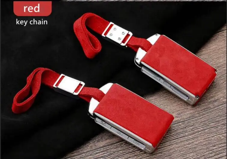 red key chain Высокое качество для Volvo XC90 XC60 S90 V90 автомобильный оцинкованный Сплав& Sued кожаный чехол-держатель для ключей чехол-брелок смарт-ключ запасная крышка - Название цвета: red key chain