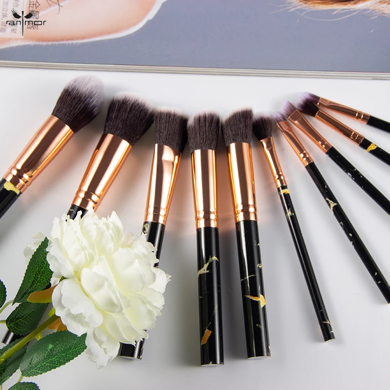 Anmor 10 шт. кисти для макияжа мраморная Кисть Набор основы теней Профессиональный