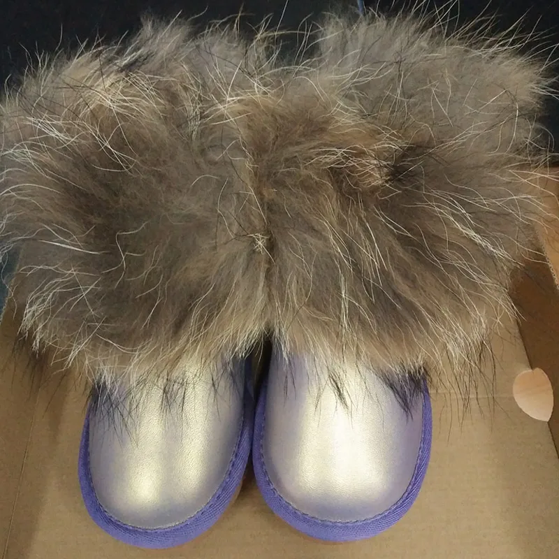 JOYHOPY Genuine leather Children Shoes Big fur Thick Warm Baby Girls Boys Snow Boots Winter Kids | Детская одежда и обувь