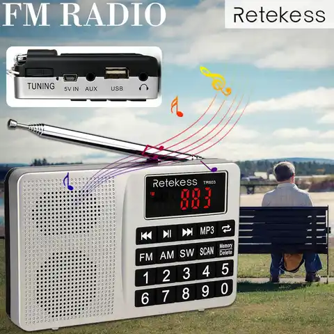 Радиоприемник TR603 AM с поддержкой TF-карты и литий-ионным аккумулятором