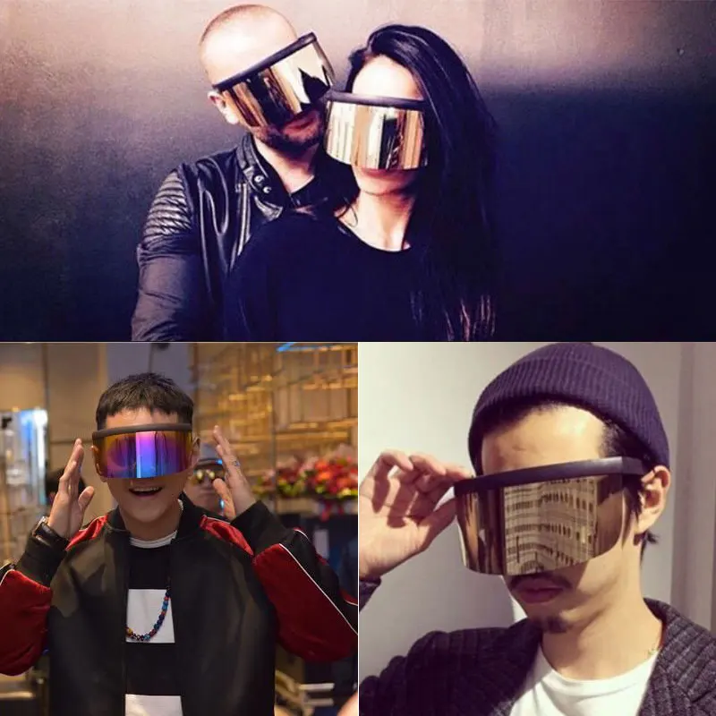 WESHIONON негабаритные солнцезащитные очки для мужчин и женщин Planga Clout очки Светоотражающие очки ветрозащитные солнцезащитные очки без оправы Gafas Sol