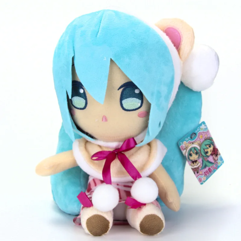 C 3 стиля аниме Вокалоид Hatsune Снежная Мику с шалью зимой Классическая Сидящая Косплей Kawaii милая плюшевая игрушка кукла 25 см - Цвет: C
