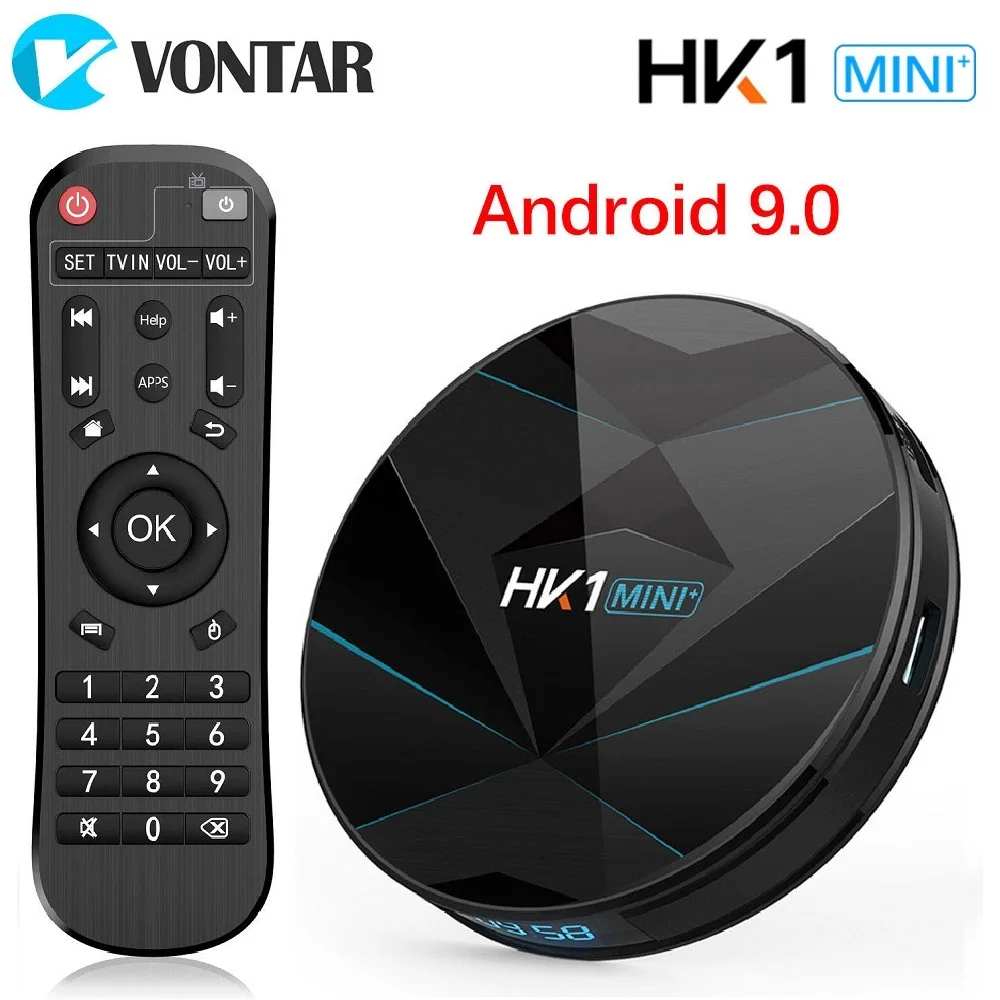 HK1 Мини плюс Android 9,0 Смарт ТВ коробка 4 ГБ ОЗУ 64 Гб Google Voice Rockchip RK3318 1080p 4K 60fps USB3.0 Google Play телеприставка