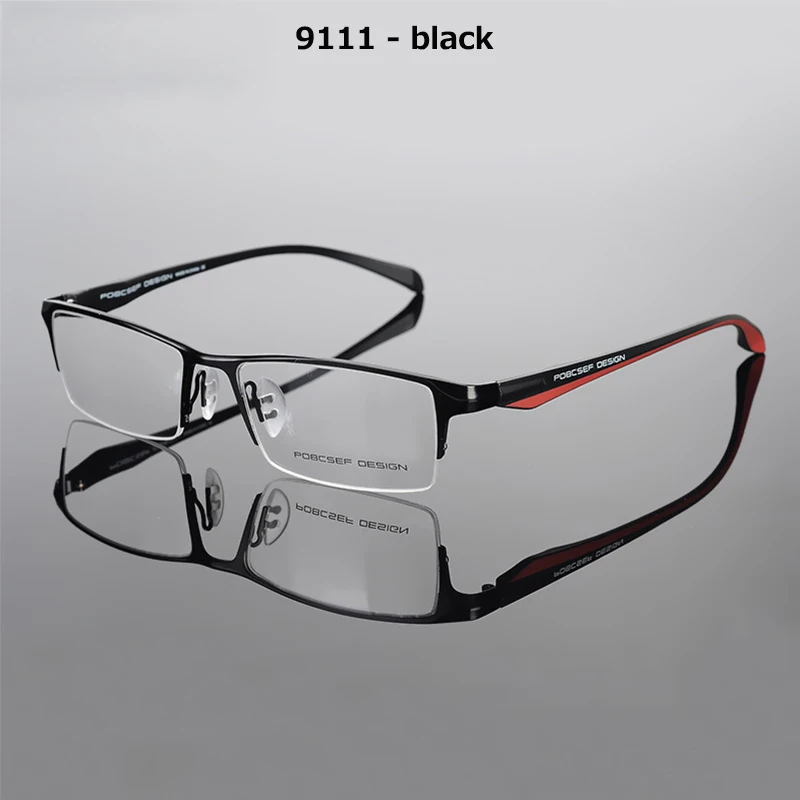 9111-B1 Титановые очки, оправа для мужчин TR90 oculos de grau, компьютерные оптические очки, близорукость, nerd TH8218, бизнес наполовину оправа для очков, оправы - Цвет оправы: 9111-B1