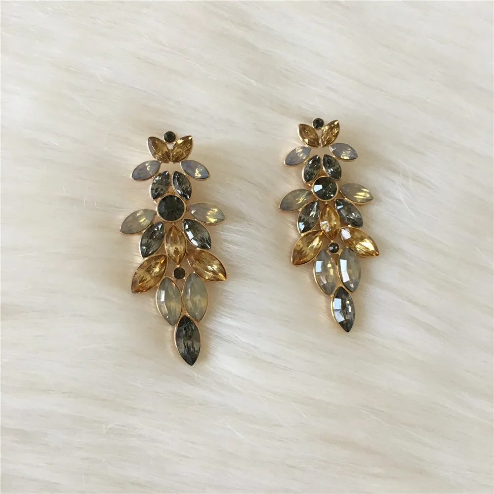 Pretty gold color plating yellow and black tone Stone Tree drop earrings for women statement | Украшения и аксессуары