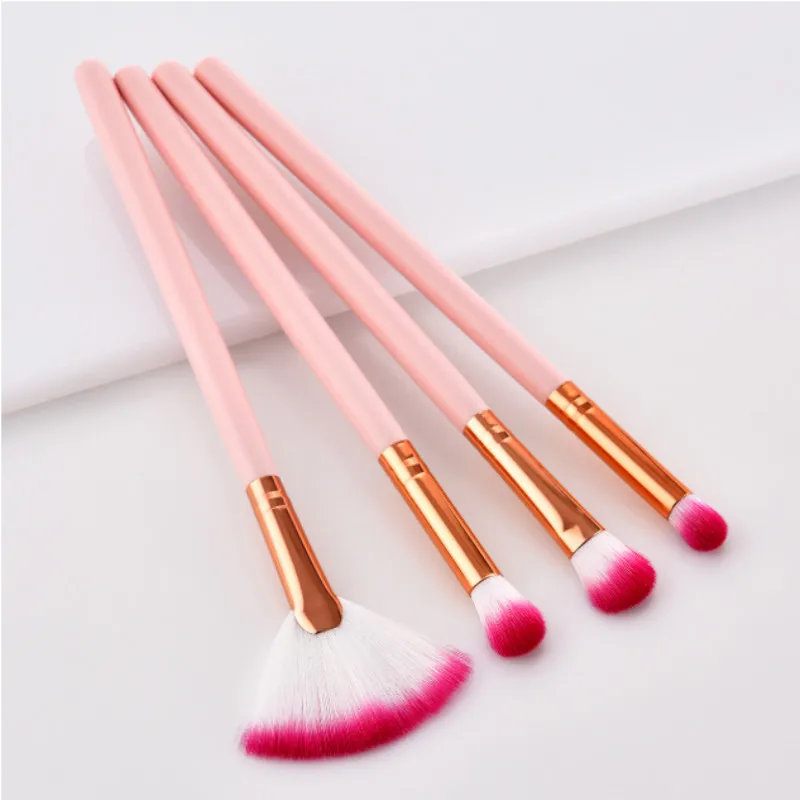 4 шт. набор кистей для макияжа веерообразная кисть розовая с ручкой инструменты