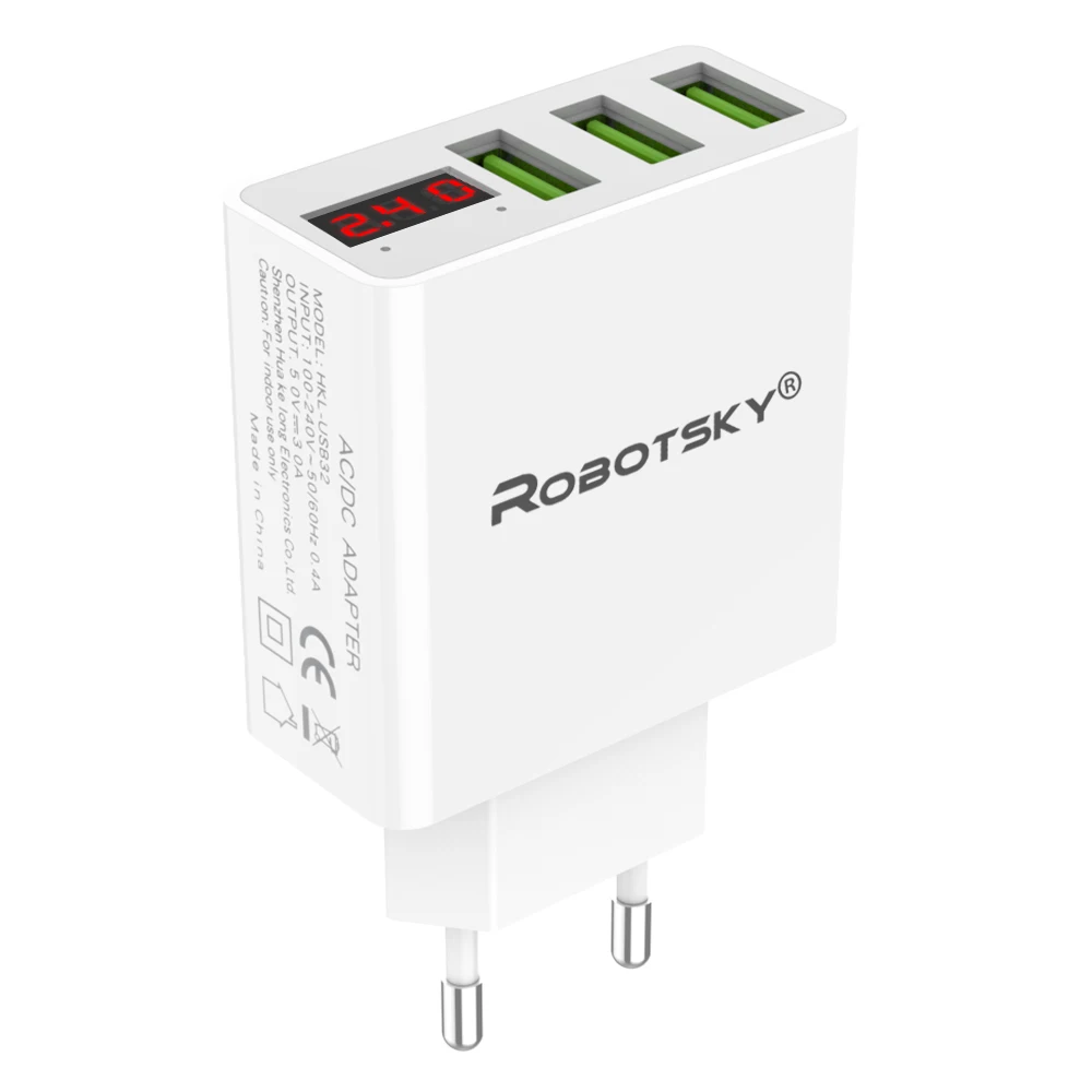 Max 2.4A 3 порта USB зарядное устройство для телефона светодиодный дисплей Быстрая зарядка мобильное настенное зарядное устройство для iPhone samsung XIAOMI huawei OnePlus 5