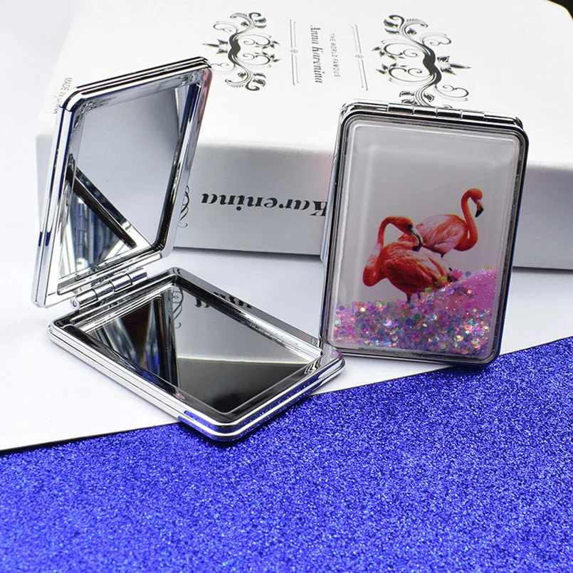 1 шт. зеркало для макияжа с зыбучим песком карманное мультипликационным рисунком