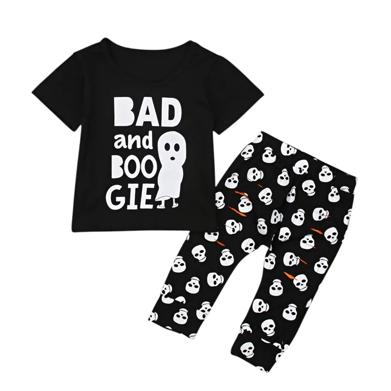2018 Casual Christmas Girl Boys New Year's Costume Baby Clothing Newborn Overall Sport Set Skull Printed Pants Toddler Suit | Детская