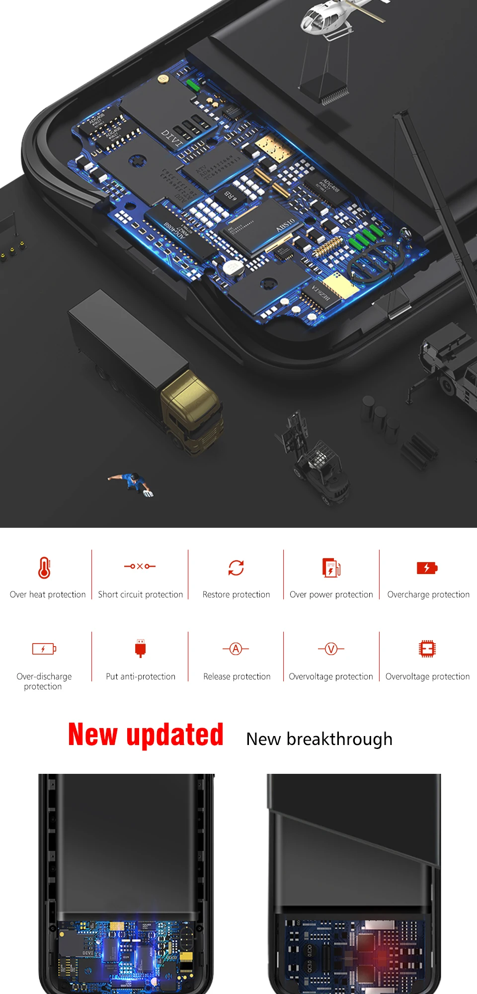 Newdery эксклюзивные решения портативное зарядное устройство для аккумулятора 5000 мА/ч, ультра тонкий аккумулятор резервного копирования зарядное устройство чехол Крышка для LG G6 G6